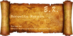 Borovits Korvin névjegykártya